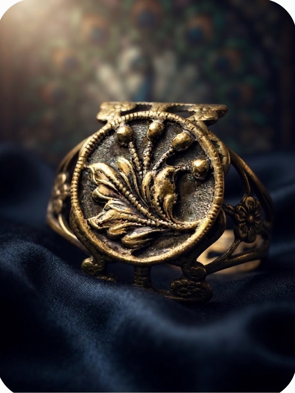 VTG - Art Nouveau brass ring - size 8